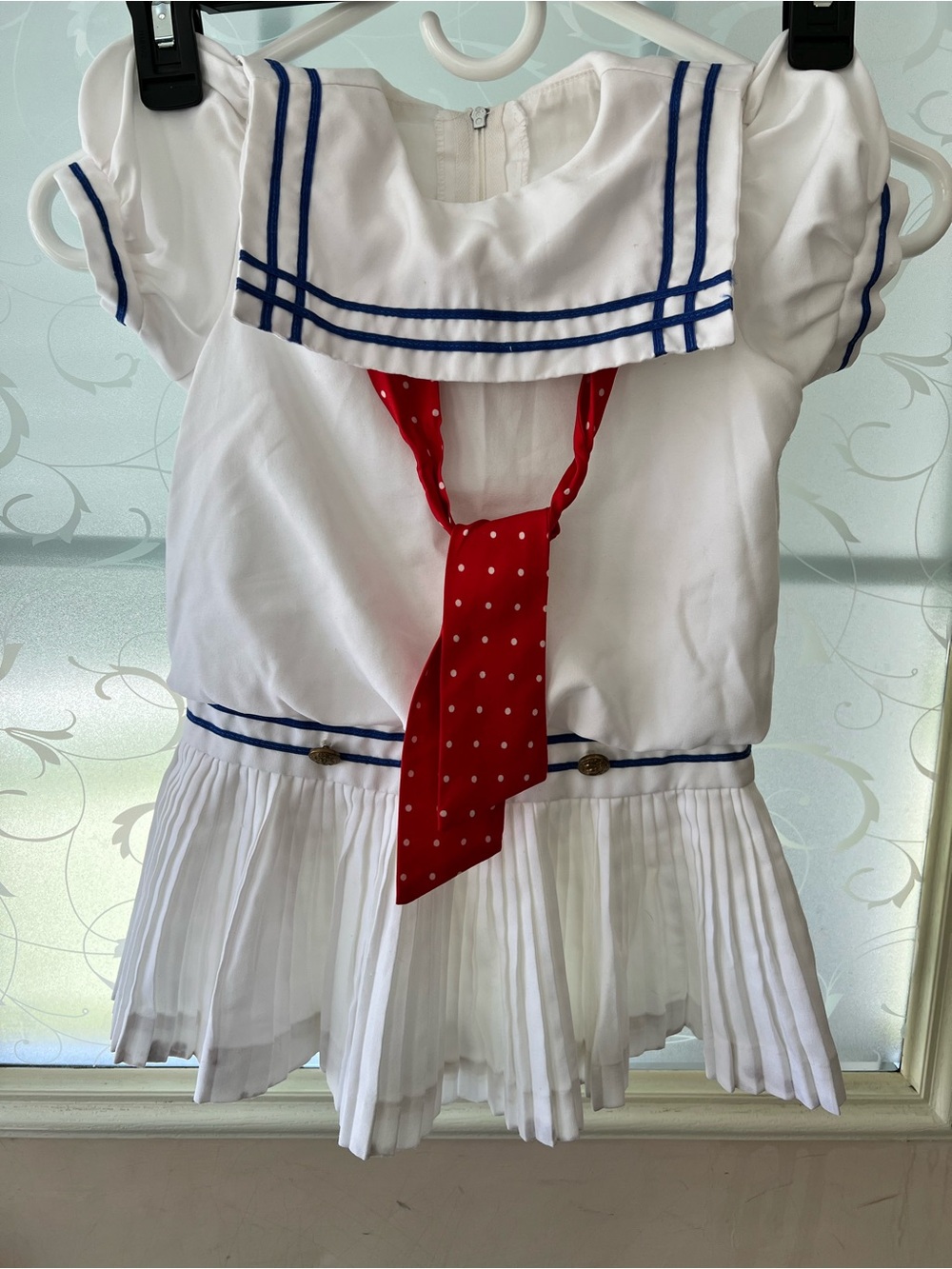 Vintage Dorissa of Miami 4T nautical sailor dress. Classic white drop waist.